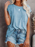Elegant Cap Sleeve Loose Solid Color T-Shirt