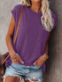 Elegant Cap Sleeve Loose Solid Color T-Shirt