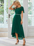 Elegant Chiffon Mother of the Bride Dress with Ruffle Sleeves and Asymmetrical Hem