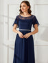 Elegant Chiffon Mother of the Bride Dress with Ruffle Sleeves and Asymmetrical Hem
