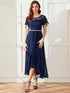 Elegant Chiffon Mother of the Bride Dress with Ruffle Sleeves and Asymmetrical Hem