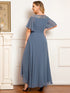 Elegant Chiffon Mother of the Bride Dress with Ruffle Sleeves and Asymmetrical Hem