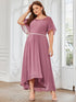 Elegant Chiffon Mother of the Bride Dress with Ruffle Sleeves and Asymmetrical Hem