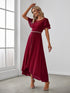 Elegant Chiffon Mother of the Bride Dress with Ruffle Sleeves and Asymmetrical Hem