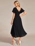 Elegant Chiffon V-Neck Bridesmaid Gown with Ruffle Sleeves
