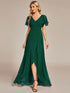 Elegant Chiffon V-Neck Bridesmaid Gown with Ruffle Sleeves