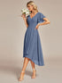 Elegant Chiffon V-Neck Bridesmaid Gown with Ruffle Sleeves