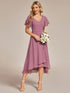 Elegant Chiffon V-Neck Bridesmaid Gown with Ruffle Sleeves