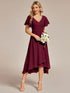 Elegant Chiffon V-Neck Bridesmaid Gown with Ruffle Sleeves