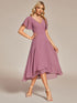 Elegant Chiffon V-Neck Bridesmaid Gown with Ruffle Sleeves