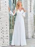 Elegant Chiffon V-Neckline Long Sleeve Formal Evening Dress