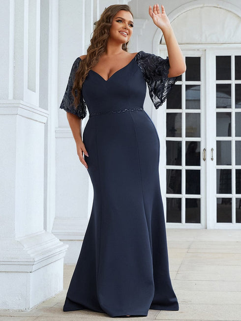 Elegant Curve Embracing V-Neck Mermaid Evening Gown