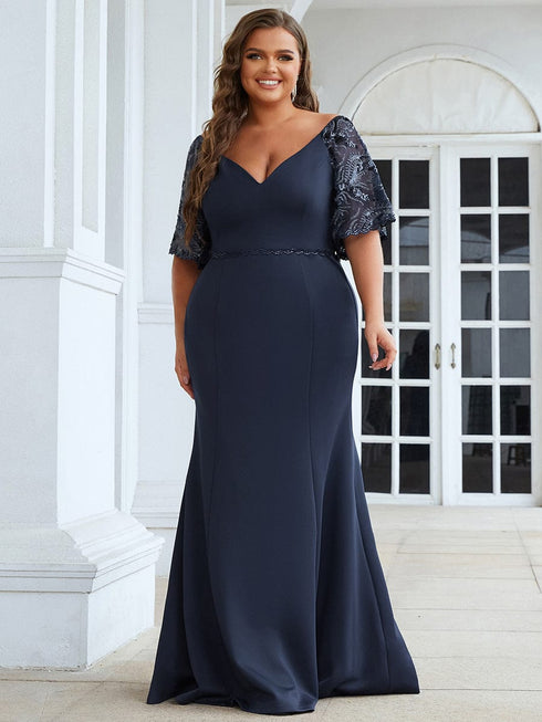 Elegant Curve Embracing V-Neck Mermaid Evening Gown