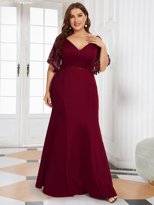 Elegant Curve Embracing V-Neck Mermaid Evening Gown