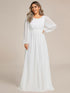 Elegant Empire Waist Chiffon Mother of the Bride Dress with Sheer Puff Sleeves