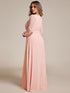 Elegant Empire Waist Chiffon Mother of the Bride Dress with Sheer Puff Sleeves