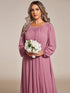 Elegant Empire Waist Chiffon Mother of the Bride Dress with Sheer Puff Sleeves