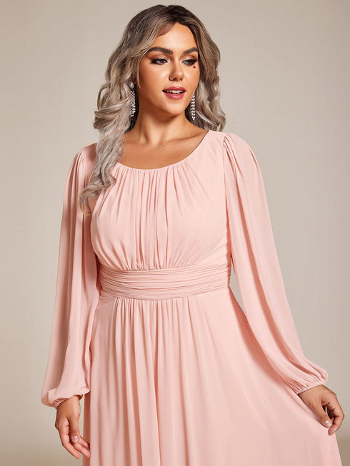 Elegant Empire Waist Chiffon Mother of the Bride Dress with Sheer Puff Sleeves