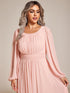 Elegant Empire Waist Chiffon Mother of the Bride Dress with Sheer Puff Sleeves