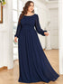 Elegant Empire Waist Chiffon Mother of the Bride Dress with Sheer Puff Sleeves