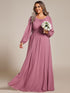 Elegant Empire Waist Chiffon Mother of the Bride Dress with Sheer Puff Sleeves