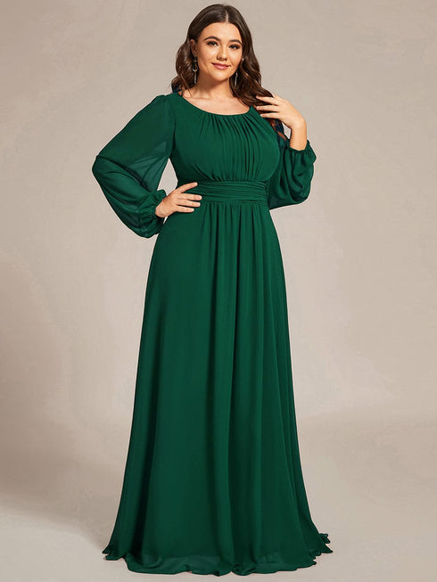 Elegant Empire Waist Chiffon Mother of the Bride Dress with Sheer Puff Sleeves