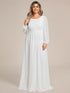 Elegant Empire Waist Chiffon Mother of the Bride Dress with Sheer Puff Sleeves