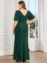 Elegant Fishtail Evening Gown with Ruffles Sleeves and Thigh-High Split