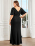 Elegant Fishtail Evening Gown with Ruffles Sleeves and Thigh-High Split