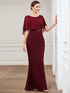 Elegant Fishtail Ruffles Sleeves Mother of Bridesmaid Gown