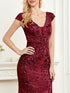 Elegant Glam Sequined Sleeveless Ankle Length Bodycon Party Dress