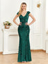 Elegant Glam Sequined Sleeveless Ankle Length Bodycon Party Dress