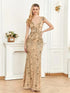 Elegant Glam Sequined Sleeveless Ankle Length Bodycon Party Dress