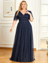 Elegant Golden Stamped Ruffle Sleeve Evening Gown