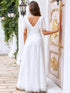 Elegant Golden Stamped Ruffle Sleeve Evening Gown