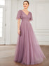 Elegant Golden Stamped Ruffle Sleeve Evening Gown