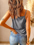 Elegant Gray Lace Trim V Neck Camisole Top
