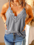 Elegant Gray Lace Trim V Neck Camisole Top