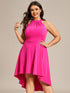 Elegant Halter Neck Midi Cocktail Dress for Plus Sizes