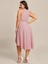 Elegant Halter Neck Midi Cocktail Dress for Plus Sizes