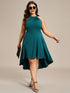 Elegant Halter Neck Midi Cocktail Dress for Plus Sizes