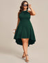 Elegant Halter Neck Midi Cocktail Dress for Plus Sizes