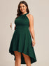 Elegant Halter Neck Midi Cocktail Dress for Plus Sizes