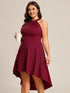 Elegant Halter Neck Midi Cocktail Dress for Plus Sizes