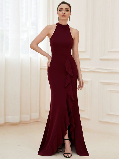 Elegant Halter Neck Sleeveless Pencil Evening Gown