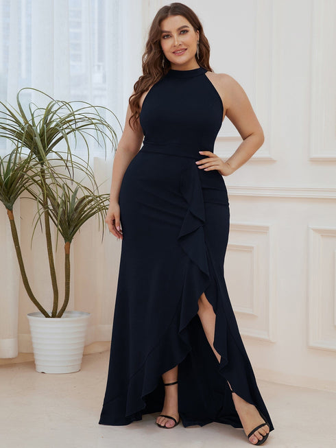 Elegant Halter Neck Sleeveless Pencil Evening Gown
