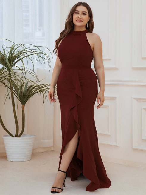 Elegant Halter Neck Sleeveless Pencil Evening Gown
