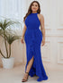Elegant Halter Neck Sleeveless Pencil Evening Gown