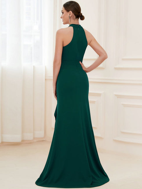 Elegant Halter Neck Sleeveless Pencil Evening Gown