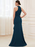 Elegant Halter Neck Sleeveless Pencil Evening Gown